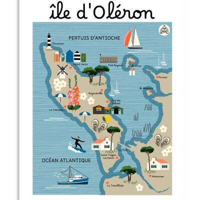 Affiche ÎLE D'OLERON - Carte Côtière