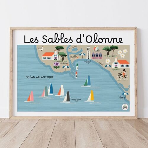 Affiche LES SABLES D'OLONNE - Carte Côtière