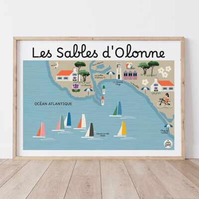 Poster LES SABLES D'OLONNE - Mappa costiera