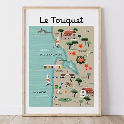 Poster LE TOUQUET - Mappa costiera
