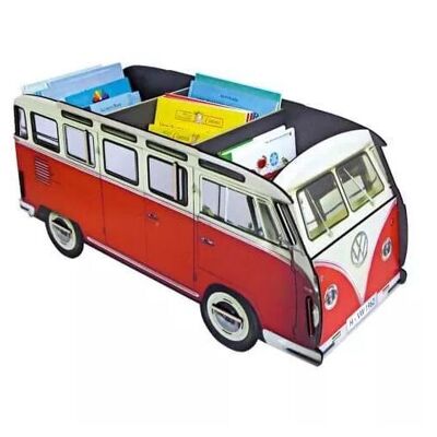 Réservez le bus VW T1 rouge | Bibliothèque en bois