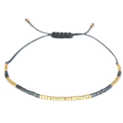 Bracelet Miyuki bleu/gris doré