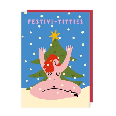 Confezione di biglietti di Natale Festivi-titties da 6