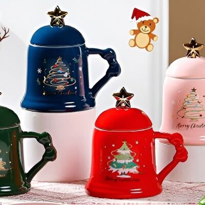 Christmas ceramic mug 400ml with lid DF-920
