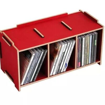 Media box CD - dark red made of wood