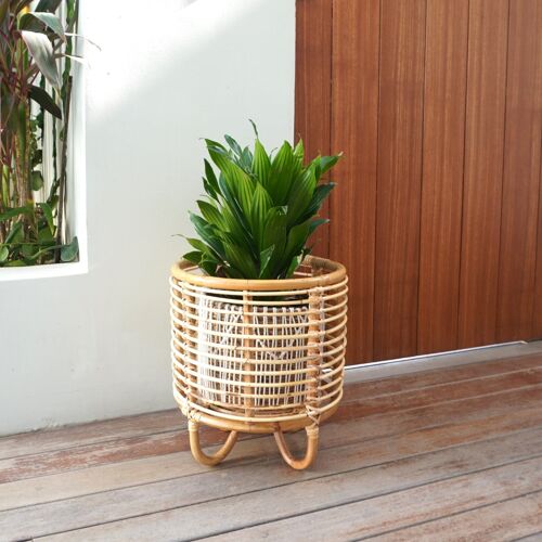 Rattan Pflanzenständer Blumentopfhalter Pflanzsäule MALANG beige