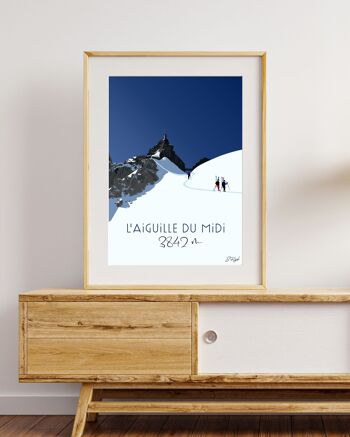 Poster aiguille du midi "skieurs descendant l'arrête" - Affiche France 3