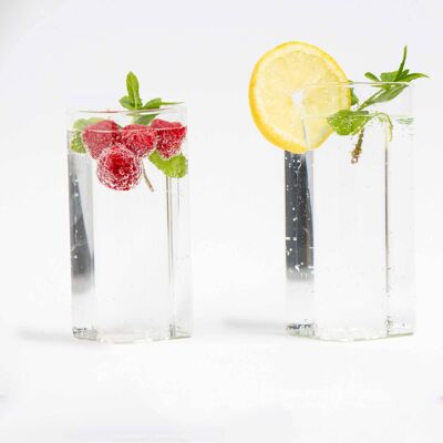 Square glasses set (2 pieces) - stylish, high-quality, square drinks glasses