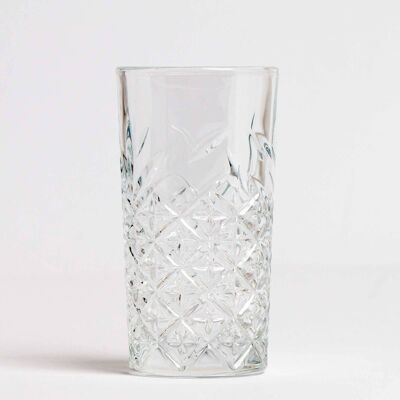 Long drink glass set | 2x drinking glass | 250ml | Diamond pattern | Versatile use