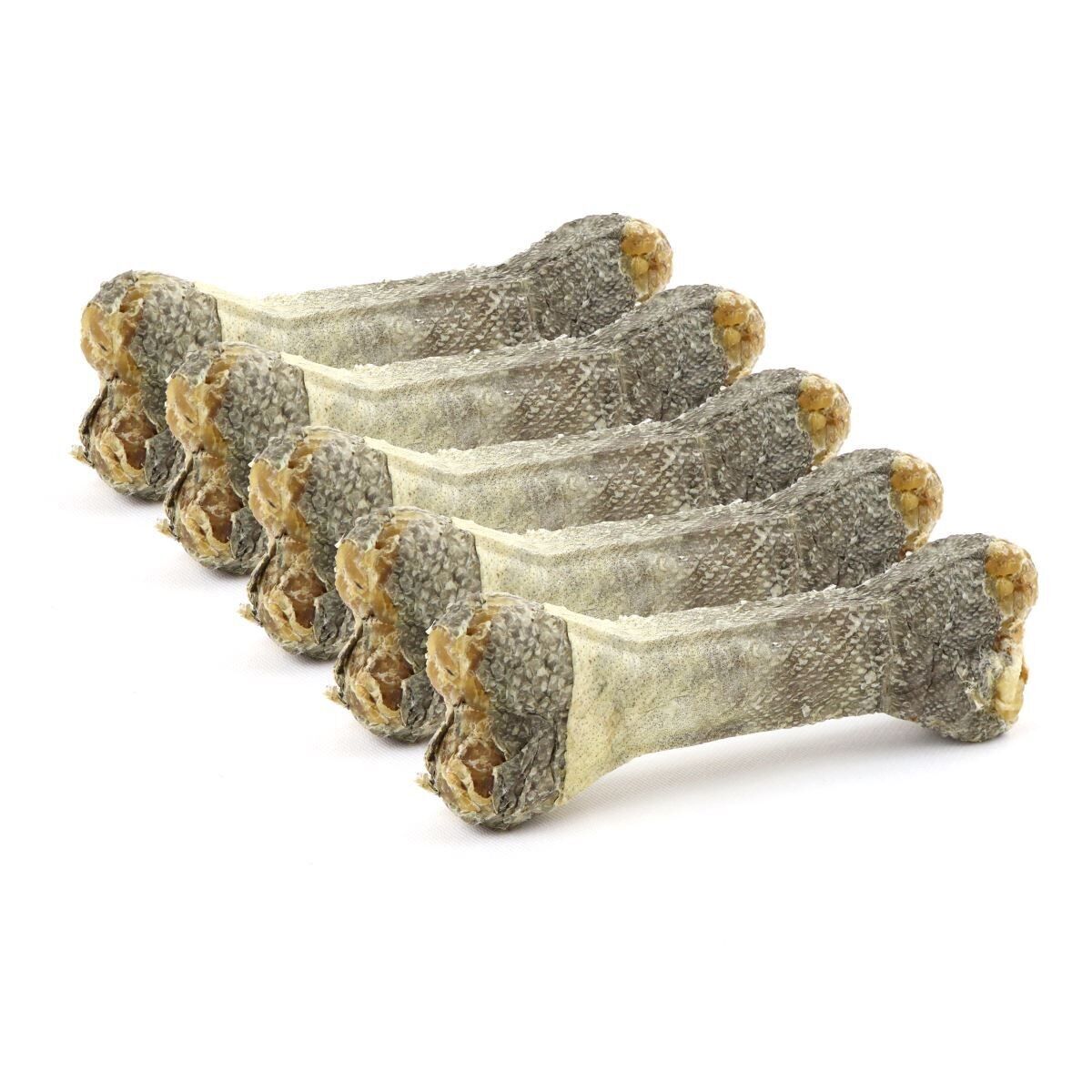 DOGBOSS 100% Natur Kauknochen Rinderhaut mit Dorsch, Hundeknochen, 5er Set in 12 cm (5x55g=275g), 17 cm (5x115g=575g) oder 22 cm (5x210g=1050g)