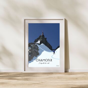 Affiche Chamonix "skieurs descendant l'arrête" - Poster France 2