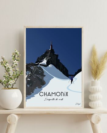 Affiche Chamonix "skieurs descendant l'arrête" - Poster France 3