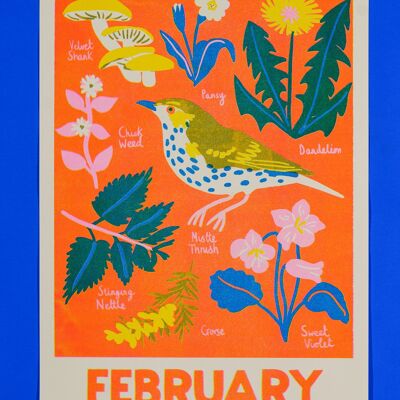 February Month Risograph Print