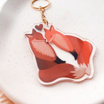 Porte-clés couple renard acrylique - cadeau renards mariage 4