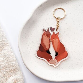 Porte-clés couple renard acrylique - cadeau renards mariage 5