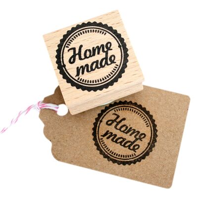 Tampon rond "Home Made" pour projets créatifs et cadeaux faits à la main