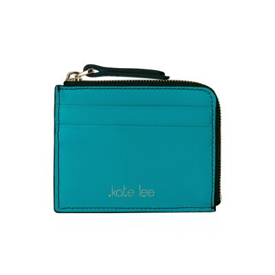 Porte-monnaie en cuir de vachette Alois turquoise