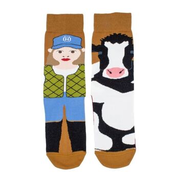 Chaussettes vache et fermier 4