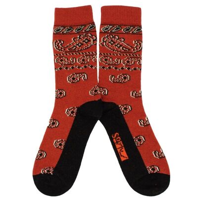 Red Bandana wool socks