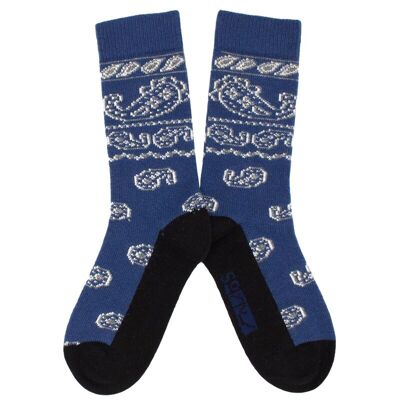 Navy blue Bandana wool socks