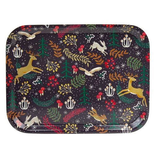 Christmas Forest Twilight Wooden Tray
