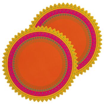 Plateaux de service Diwali orange - Paquet de 2 2