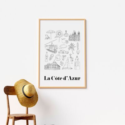Poster Die Côte d'Azur - Papier A4 / A3 / 40x60