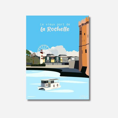 Poster La Rochelle "vue sur le vieux port" - affiche France