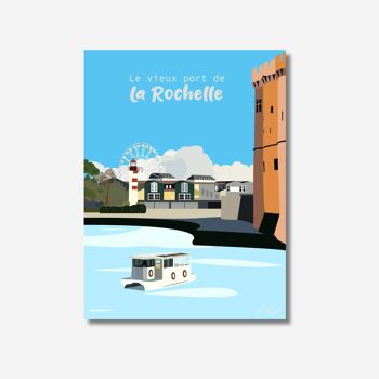 Poster La Rochelle "vue sur le vieux port" - affiche France 1
