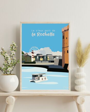 Poster La Rochelle "vue sur le vieux port" - affiche France 2