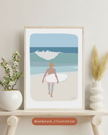 Poster "Surf sur l’océan" - affiche style aquarelle 2