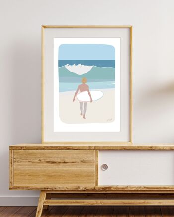 Poster "Surf sur l’océan" - affiche style aquarelle 3