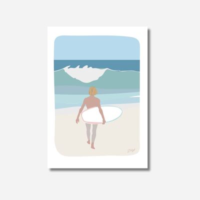 Poster "Surfing on the ocean" - watercolor style poster