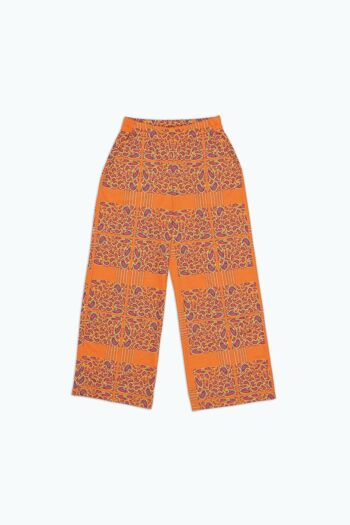 Pantalon palazzo orange en peluche à imprimé cachemire 4