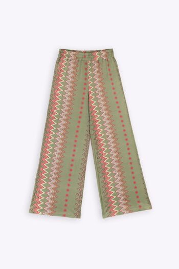 Pantalon ample vert imprimé géométrique en coton 9