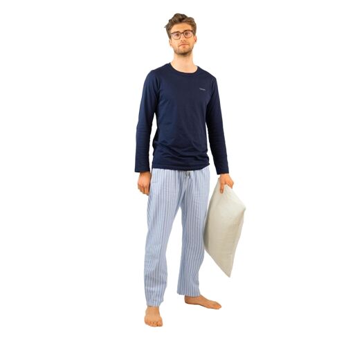 Schlafanzug Herren lang | 100% Baumwolle | 2-teiliges Set
