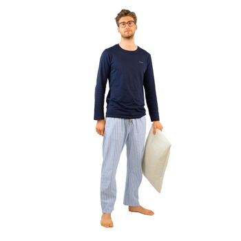 Pyjamas longs pour hommes | 100% coton | Ensemble 2 pièces 1
