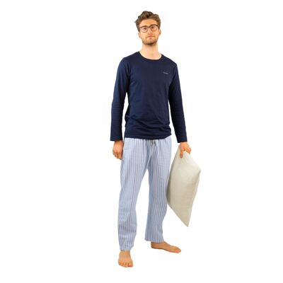 Pigiama lungo da uomo | 100% cotone | Set da 2 pezzi