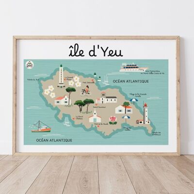 Poster ÎLE D'YEU - Mappa costiera