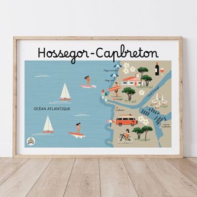 Affiche HOSSEGOR-CAPBRETON - Carte Côtière