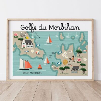 Affiche GOLFE DU MORBIHAN - Carte Côtière