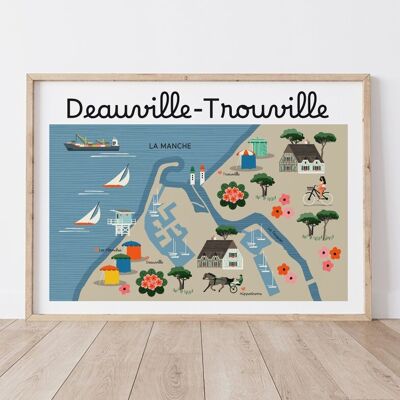 Poster DEAUVILLE-TROUVILLE - Mappa costiera