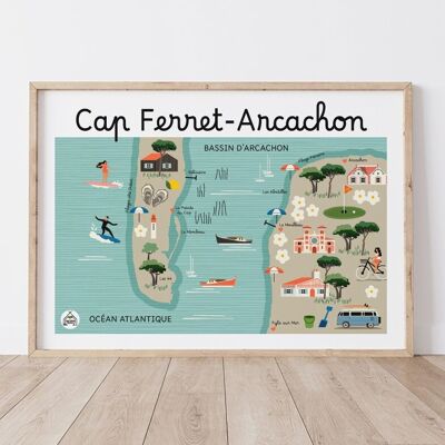 Poster CAP-FERRET/ ARCACHON - Mappa costiera