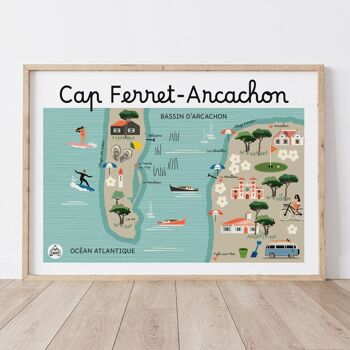 Affiche CAP-FERRET/ ARCACHON - Carte Côtière