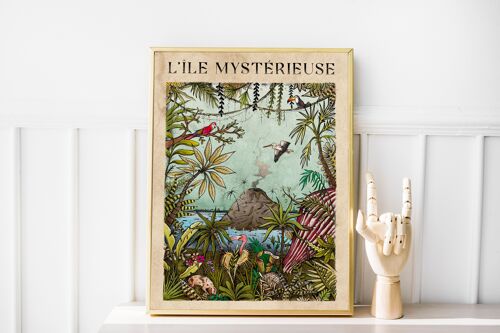 Affiche Île Mystérieuse Jules Verne Couleurs