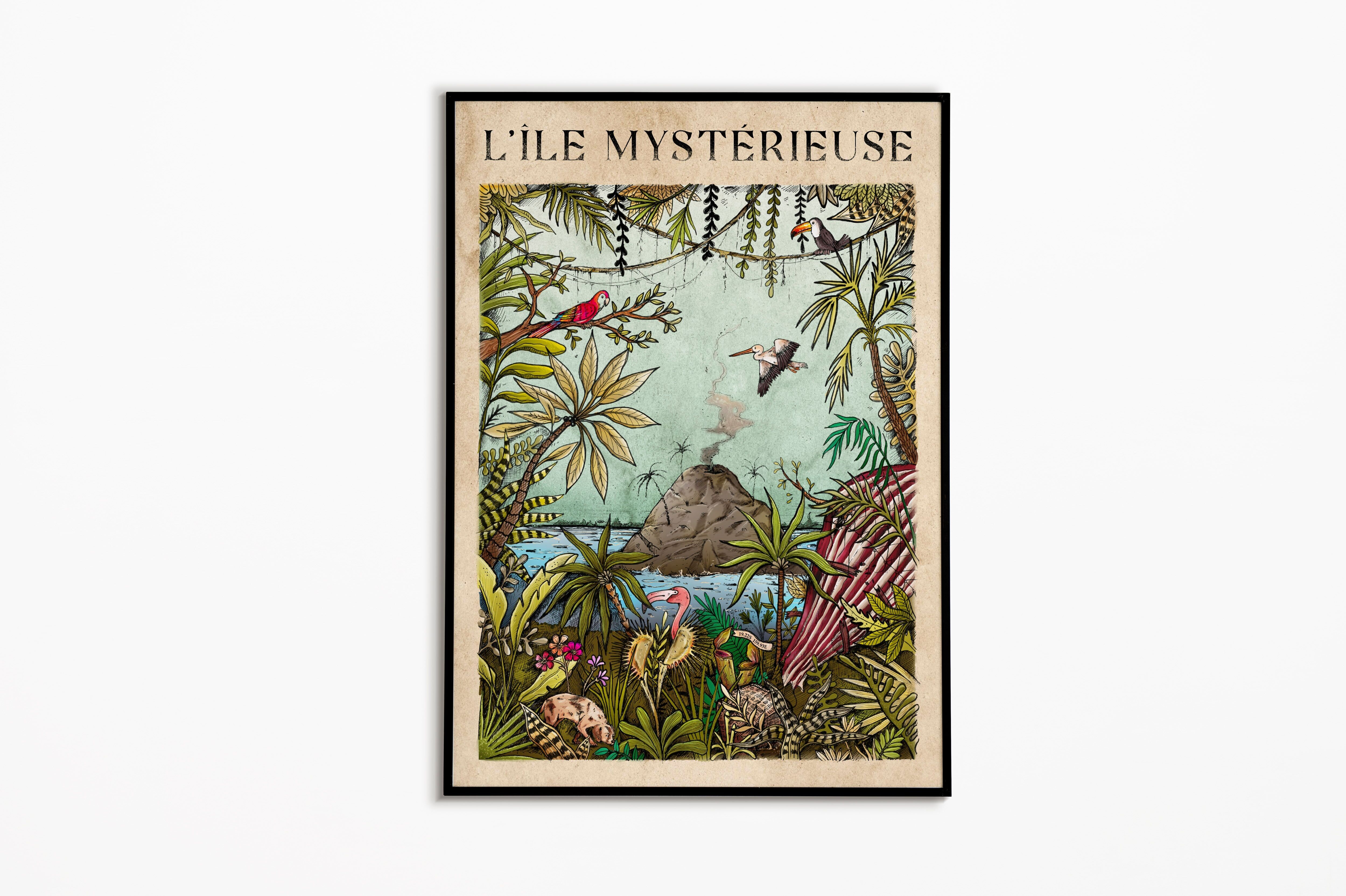 Poster dell'Isola Misteriosa Jules Verne Colori