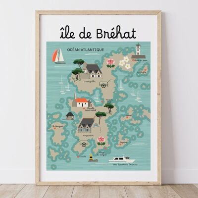 Affiche  ÎLE DE BREHAT - Carte Côtière