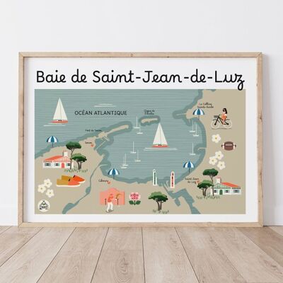 Poster SAINT-JEAN-DE-LUZ - Mappa costiera
