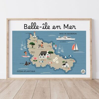 BELLE-ÎLE-EN-MER Poster – Küstenkarte