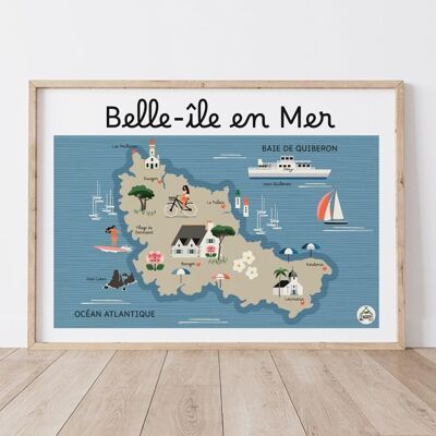 Affiche BELLE-ÎLE-EN-MER - Carte Côtière